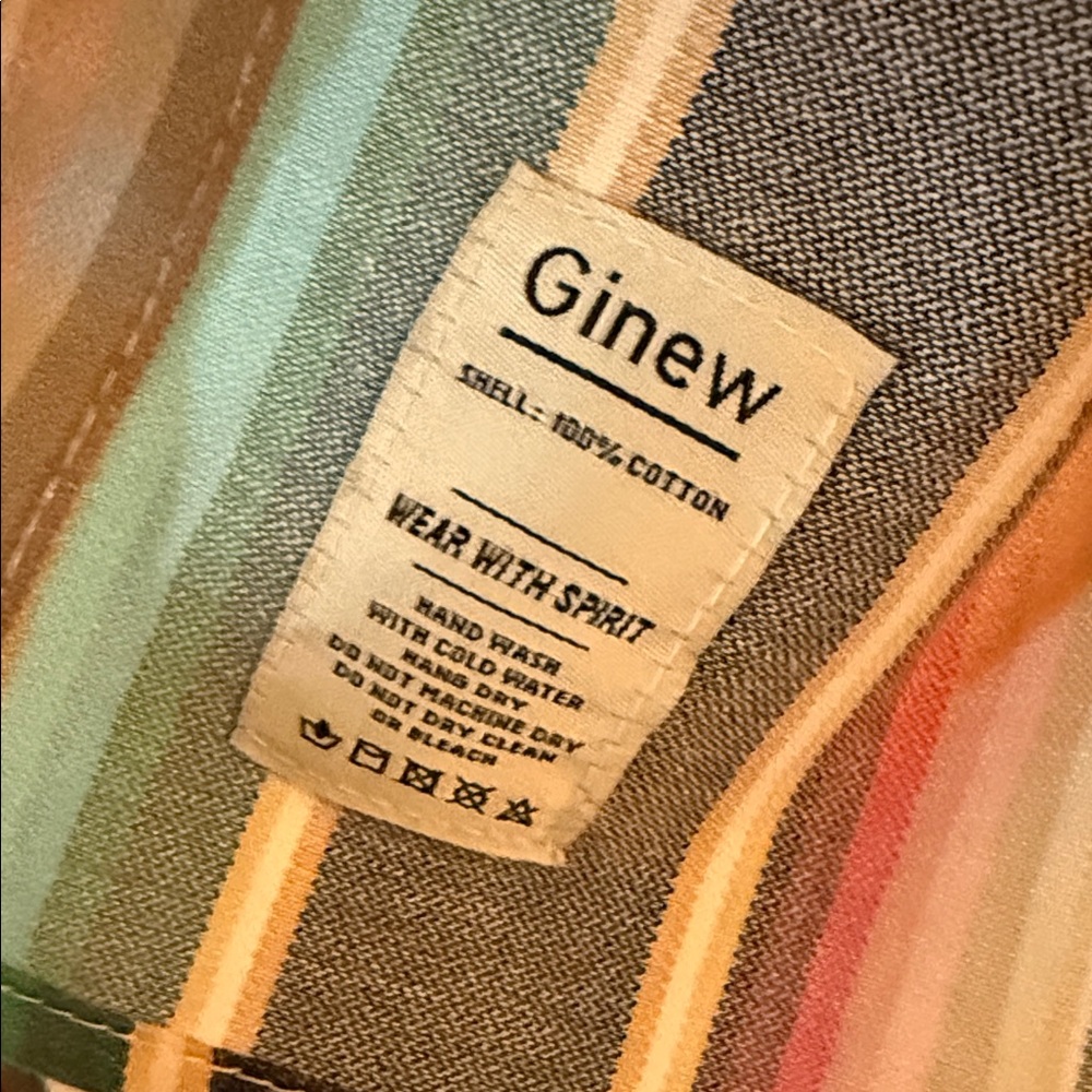 Native American Brand “Ginew” Men's Multicolor Striped Casual Button Down Shirt - Picture 2 of 4